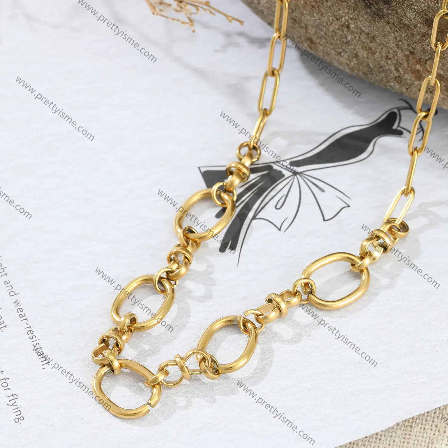 Stainless Steel Gold Plated 18K Size Ring Intersecting Long Thin Necklace Unisex Style Necklace (3).webp