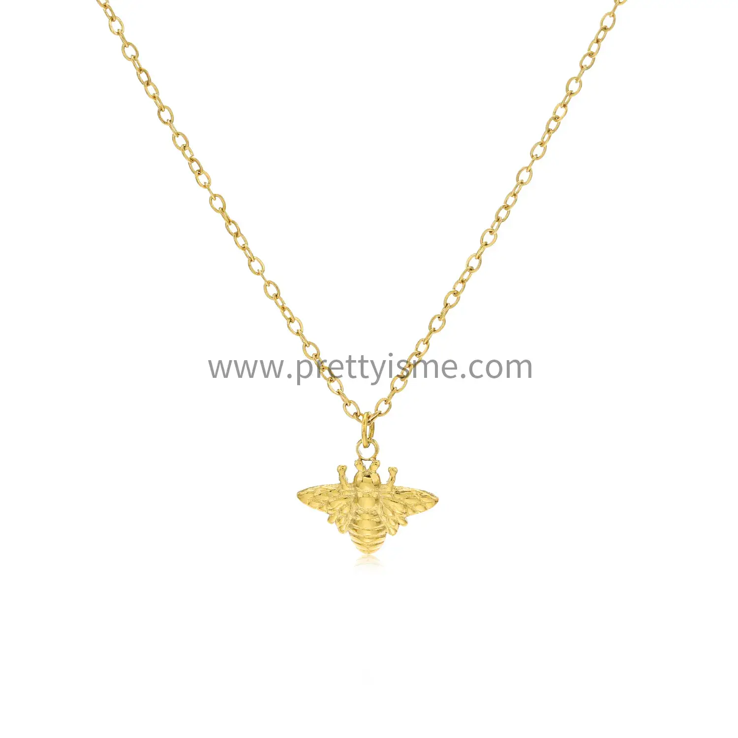Bee Shape Pendant Thin Necklace in Stainless Steel and Gold Plated 18K (5).webp