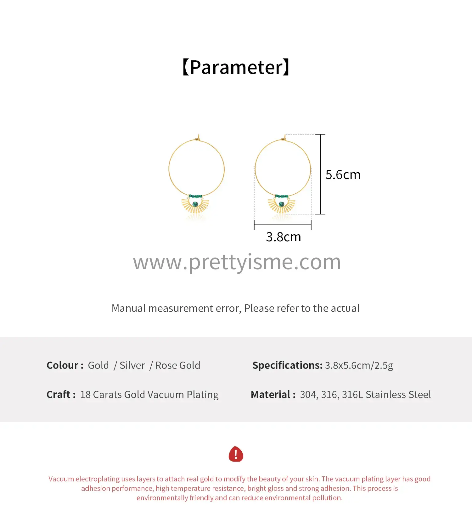 Stone Circle Earrings Stainless Steel 18K Gold Plated Green Crystal Malachite Dangle Earrings (6).webp