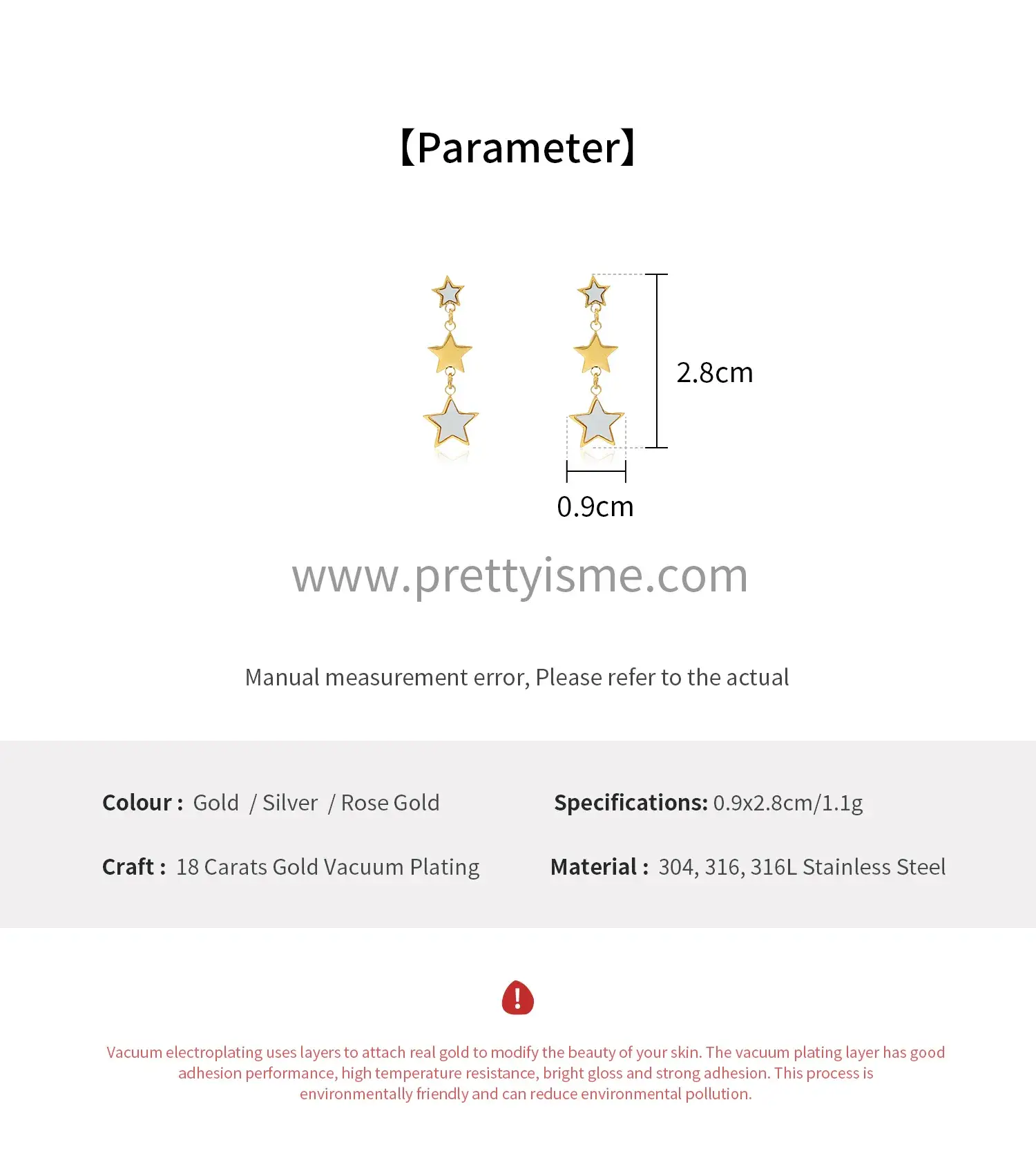 Star Long Earrings Stainless Steel 18K Gold Plated White Gold Interlocking Dangle Earrings (6).webp