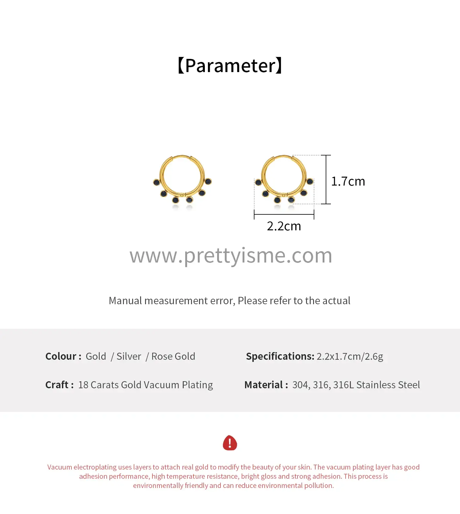 Lovely Hoop Earrings with Small Blue Diamonds Delicate Stainless Steel 18k Gold Plated (6).webp