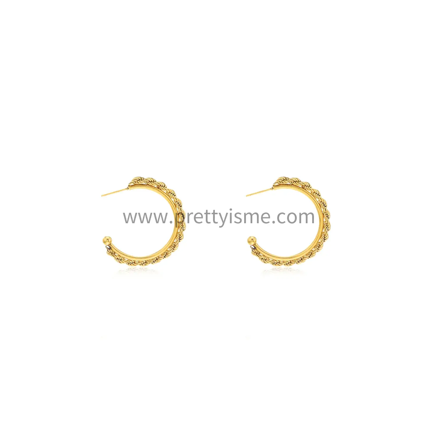 Half Round Stainless Steel Plated 18K Earrings Open Twist Stud Earrings (5).webp