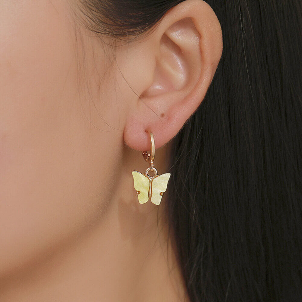 VERENA Fashion Mini Minimalist Butterfly Women Post Stud Stainless Steel Huggie Earrings