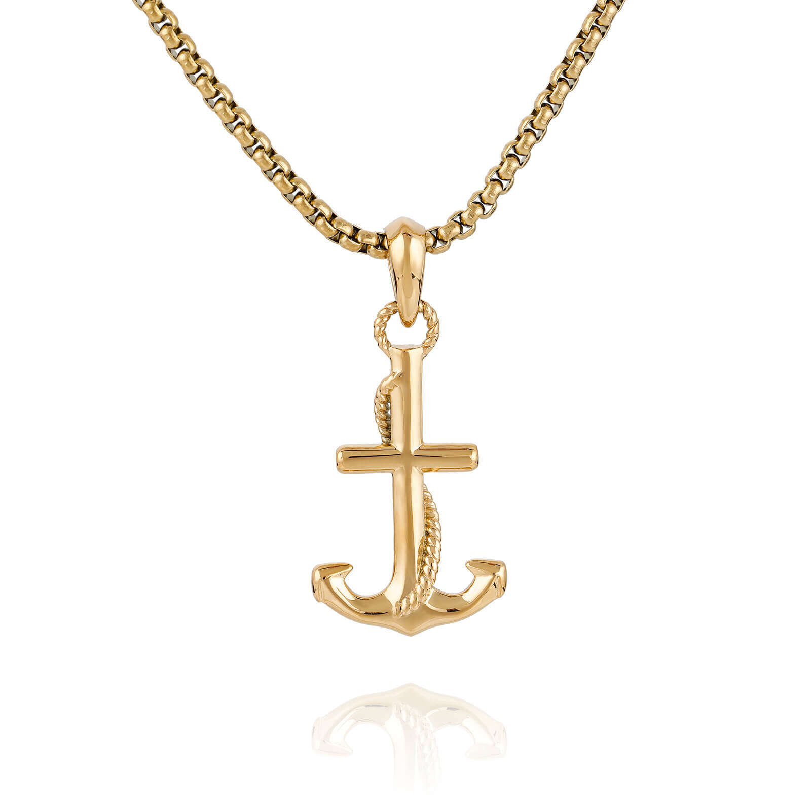 VERENA Custom Men's Stainless Steel Gold Simple Anchor Pendant Charm Necklace