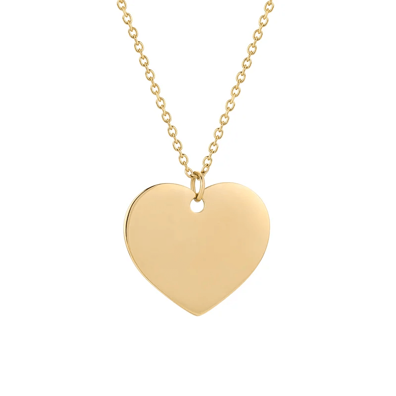 Custom Stainless Steel Heart Shape Engraved Name Logo Pendant Necklace