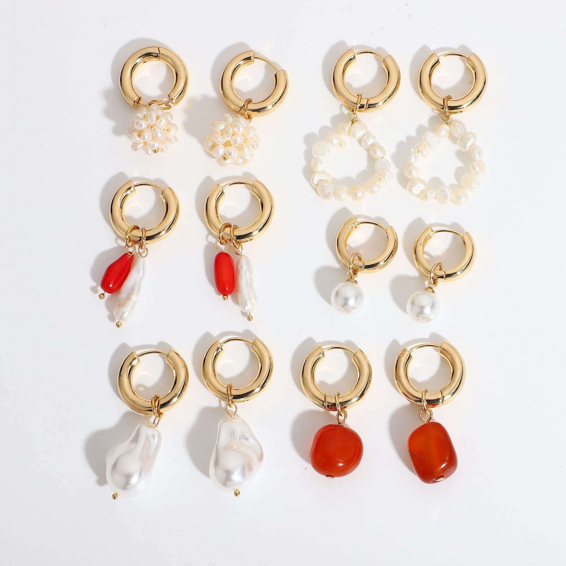 Fashion Style Natural Stone Stud Drop Earrings Freshwater Pearl Earrings For Women