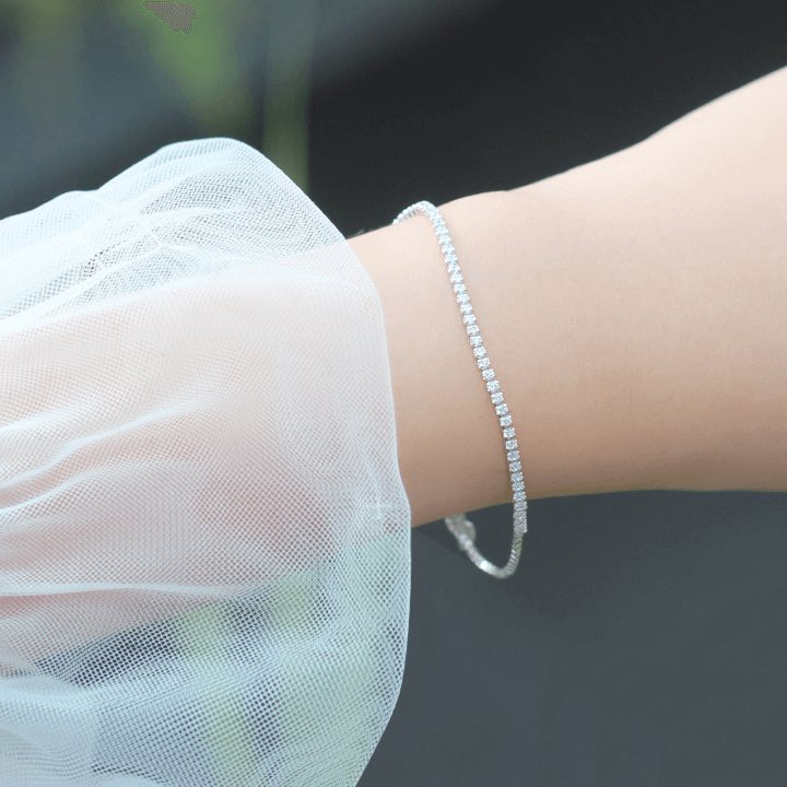 2mm to 5mm Thin 18K Gold Plated Jewelry Stainless Steel Cubic Zirconia Chain Tennis Bracelet