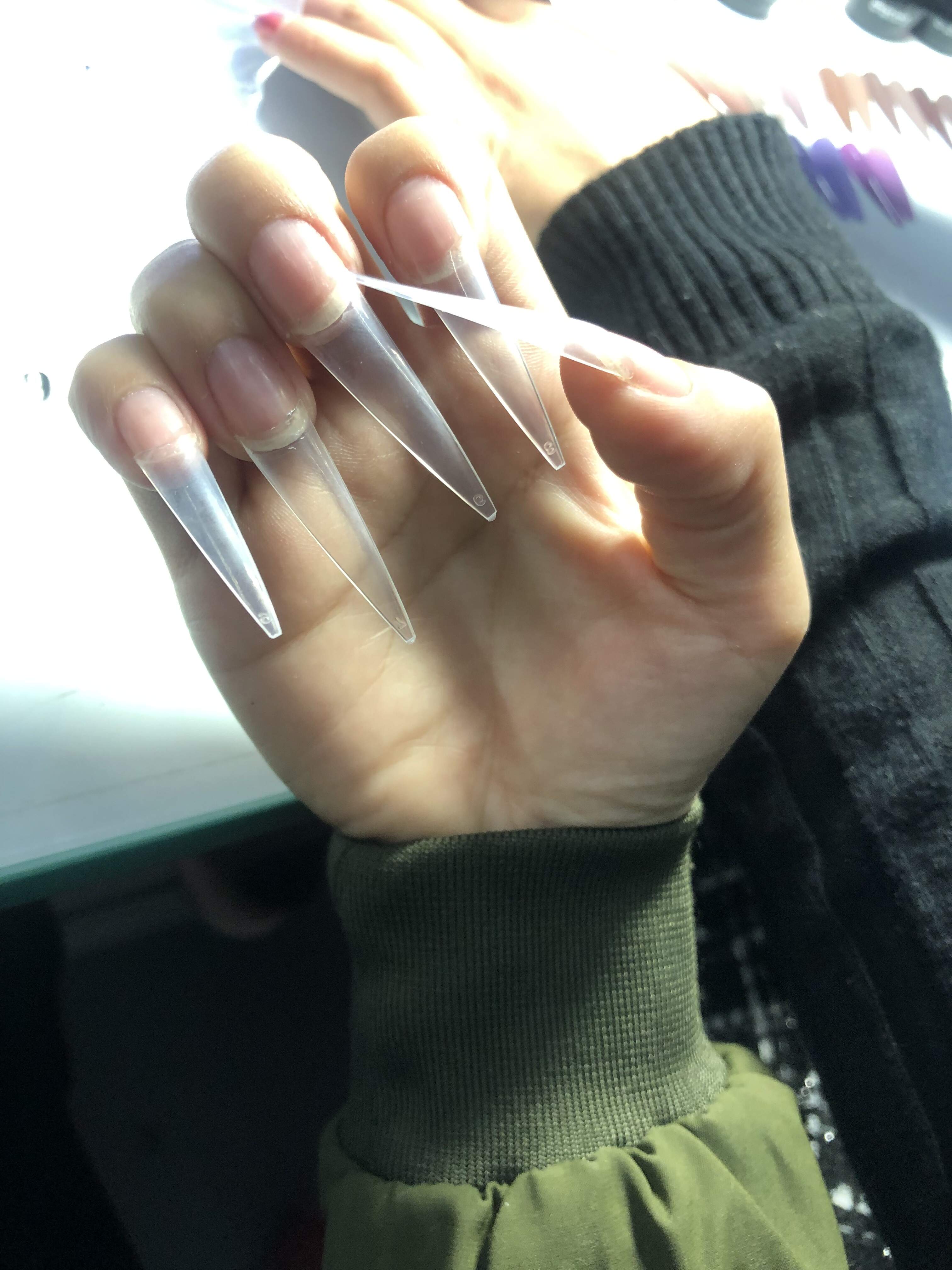 Acrylic Salon long half cover coffin nails artificial nail tips Half