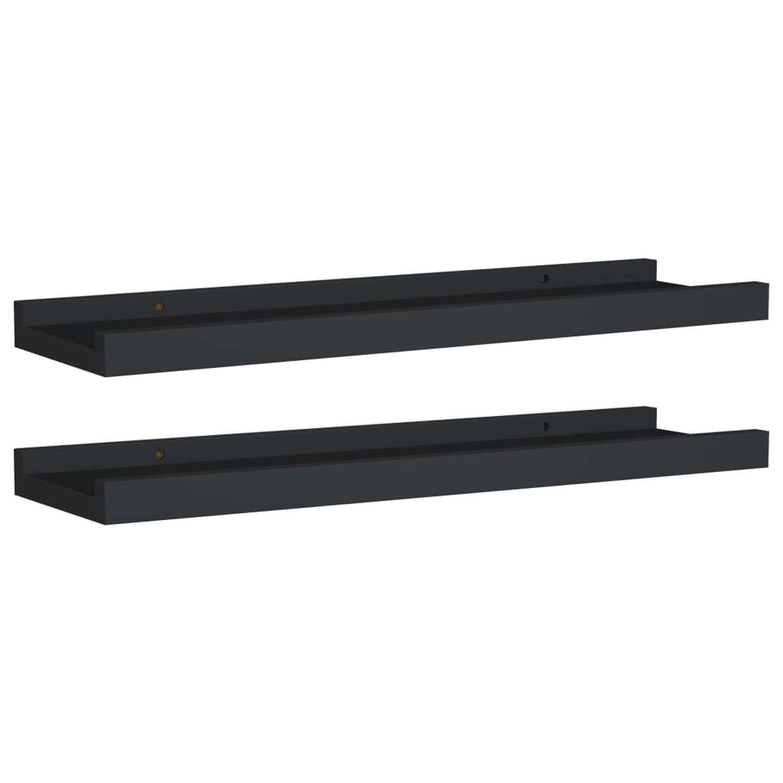 Picture Frame Ledge Shelves 2 pcs Black 15.7"x3.5"x1.2" MDF