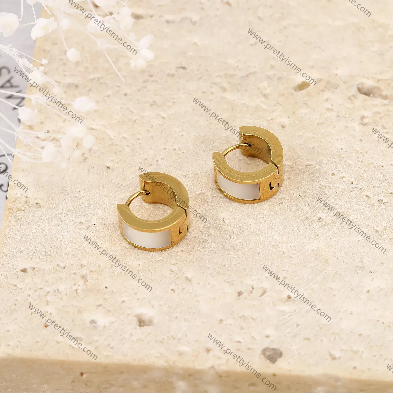 Half Ring Stainless Steel Gold Plated 18k Earrings Thick Metal Stud Earrings (3).webp