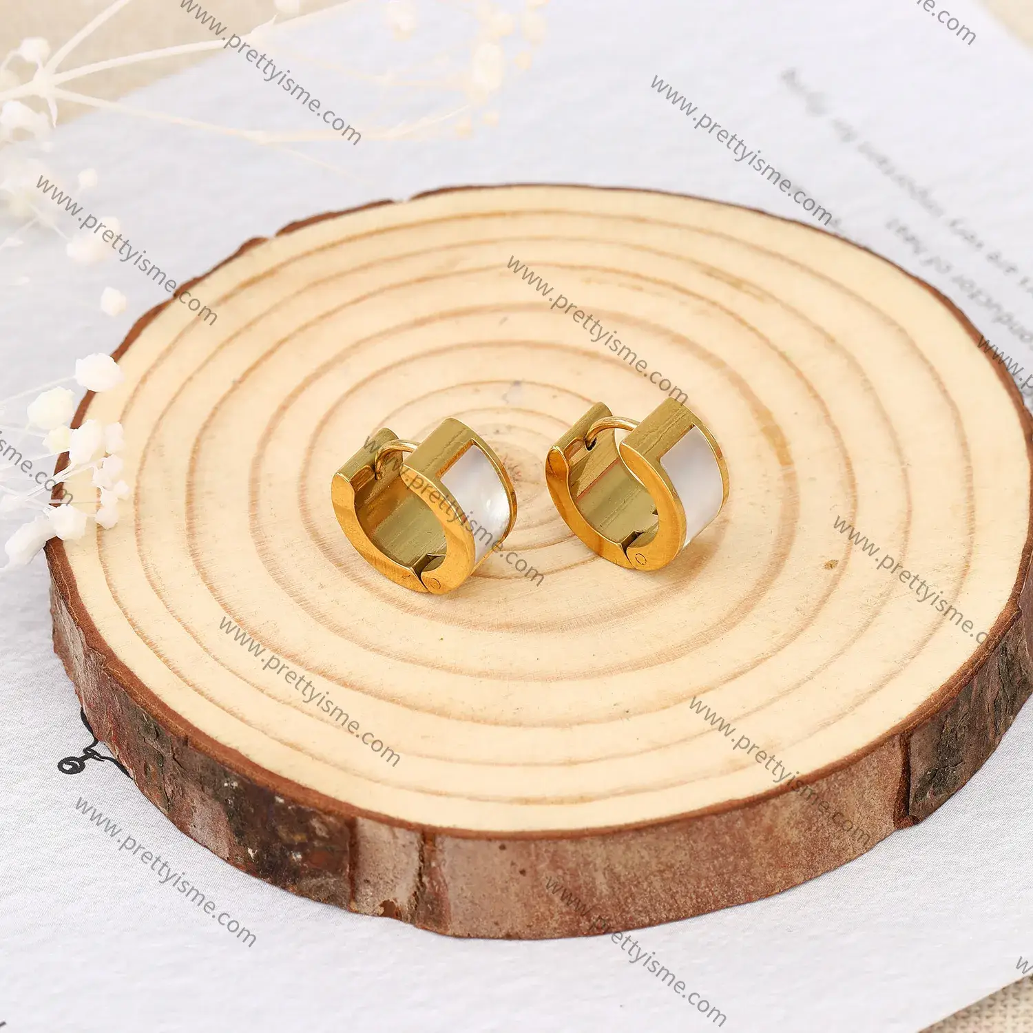 Half Ring Stainless Steel Gold Plated 18k Earrings Thick Metal Stud Earrings.webp