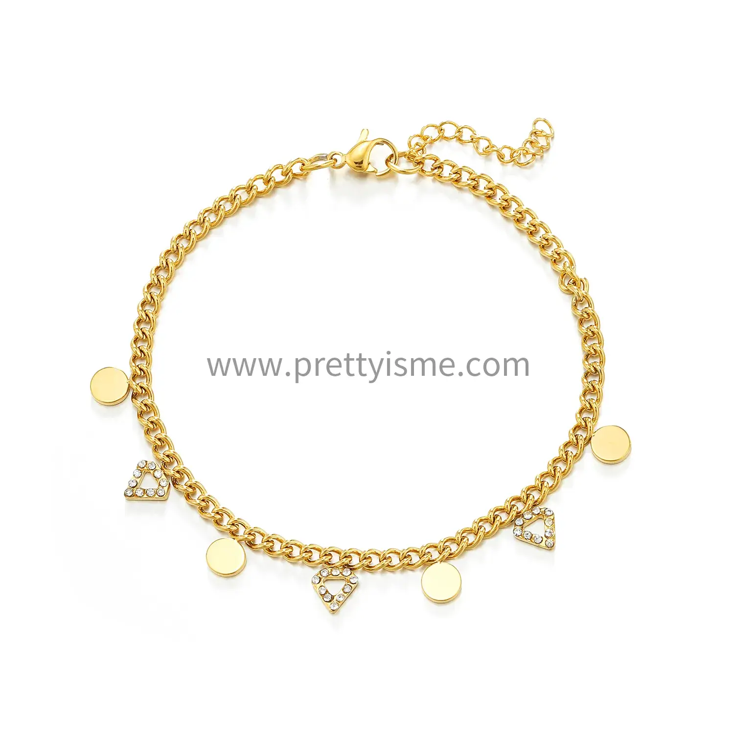 Stainless Steel 18K Gold Plated New Bracelet with Diamond Pendant Preppy Bracelet (5).webp