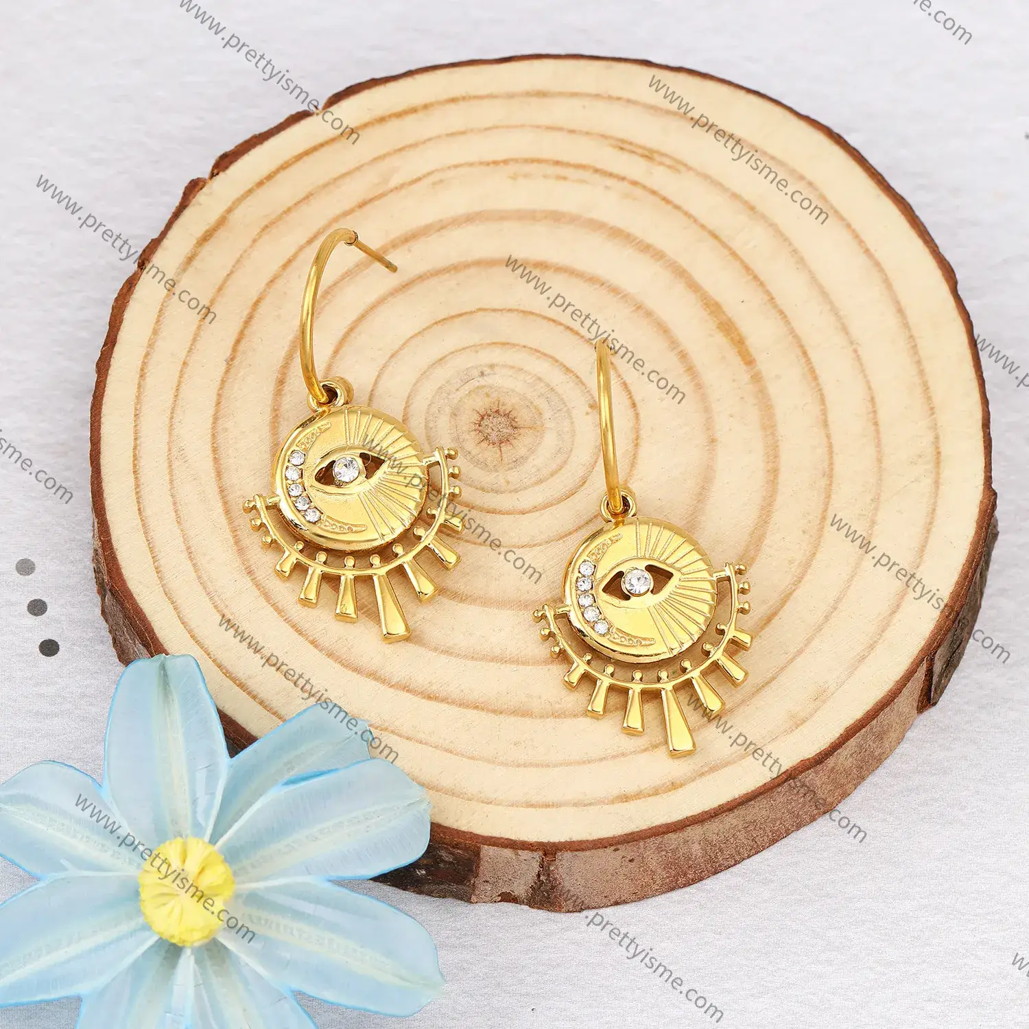 Gorgeous Stainless Steel Plated 18K Eye Shape Diamond Delicate Earrings (4).webp