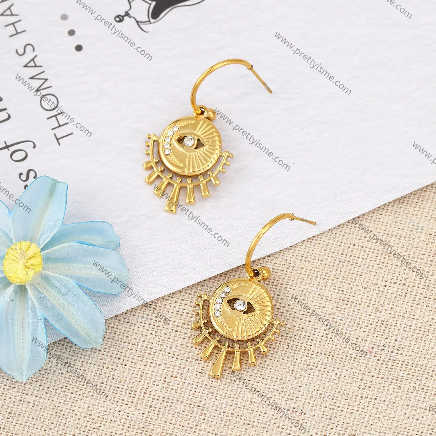 Gorgeous Stainless Steel Plated 18K Eye Shape Diamond Delicate Earrings (3).webp