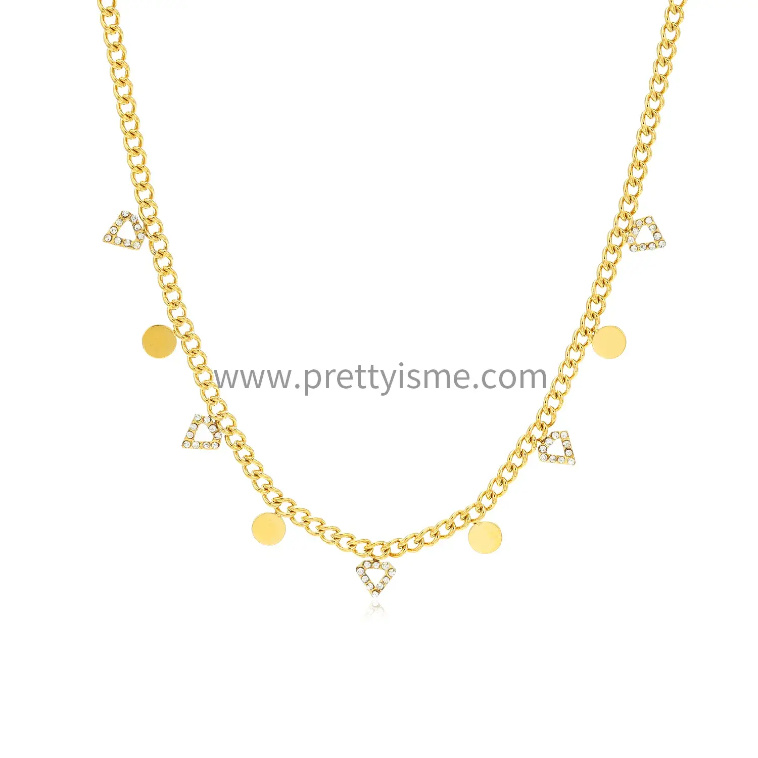 Stainless steel 18k gold plated necklace inlay small wafer small diamond exquisite necklace (5).webp