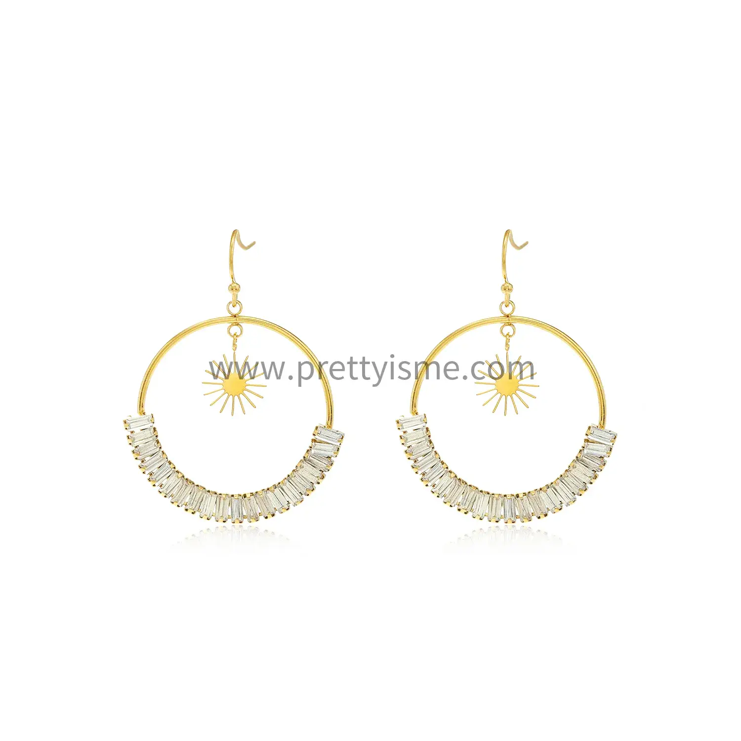 Exquisite hoop stainless steel 18K gold-plated with square diamond exquisite elegant earrings (5).webp