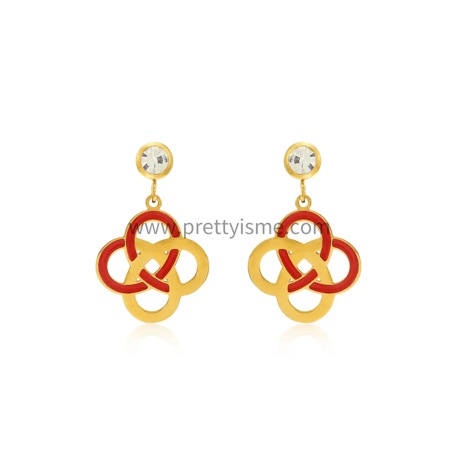 Interleaving circular stainless steel 18K gold-plated with round diamond epoxy exquisite elegant earring (5).webp