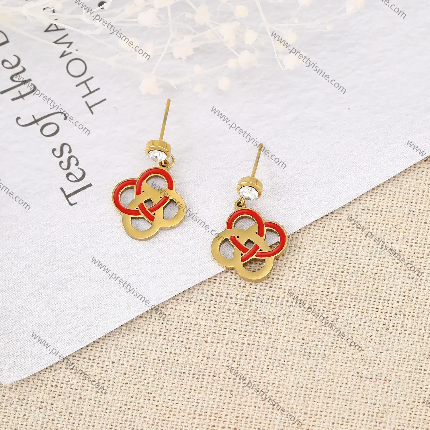 Interleaving circular stainless steel 18K gold-plated with round diamond epoxy exquisite elegant earring (2).webp