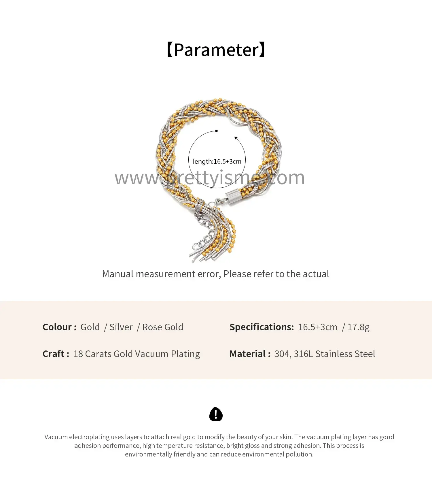 Stainless Steel 18k Gold Plated Bracelet Multilayer Gold Silver Interwoven Unisex Bracelet (6).webp