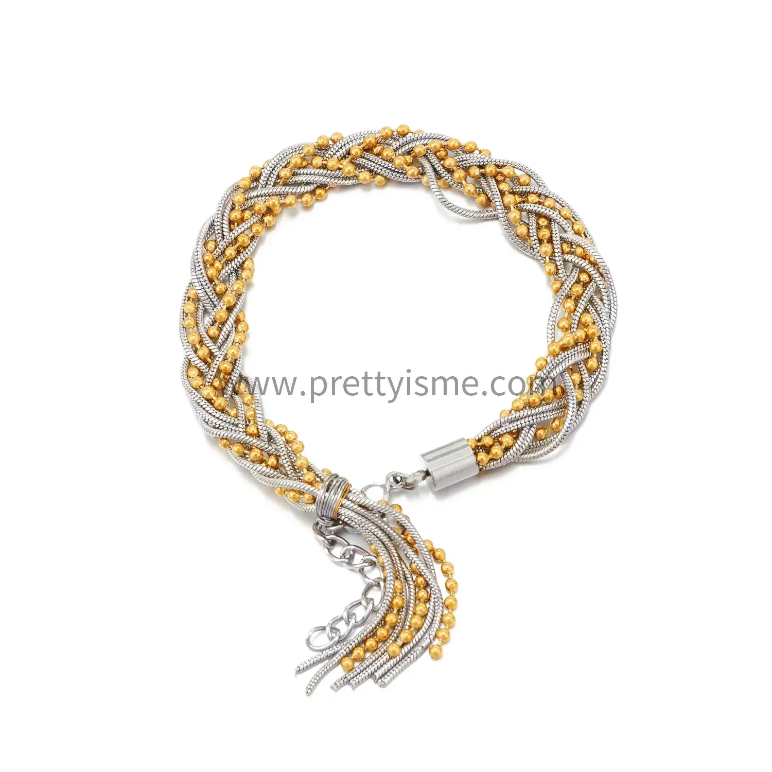 Stainless Steel 18k Gold Plated Bracelet Multilayer Gold Silver Interwoven Unisex Bracelet (5).webp