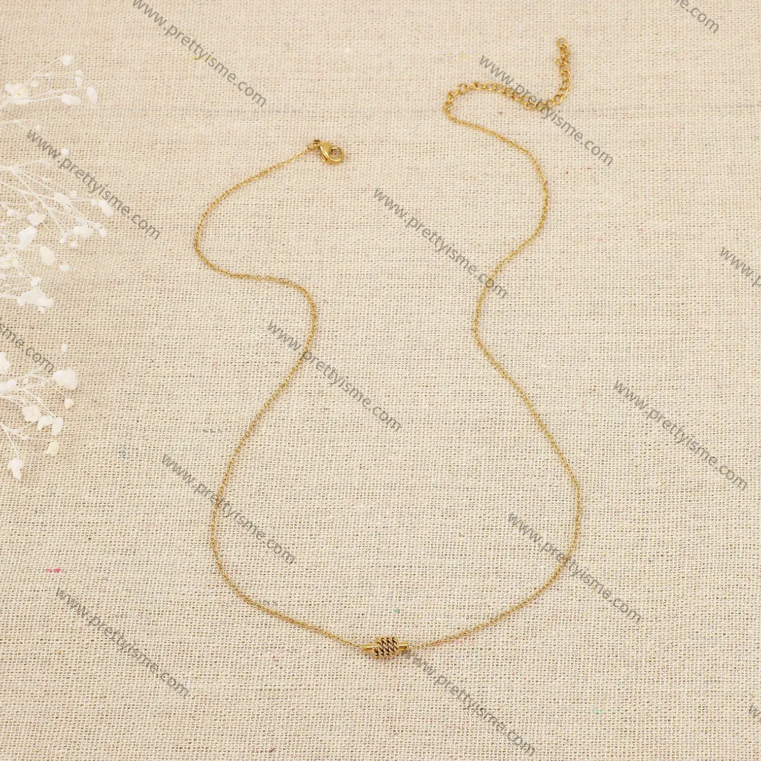 Minimalist Thin Stainless Steel 18k Gold Plated Necklace with Multiple Small Rings (2).webp