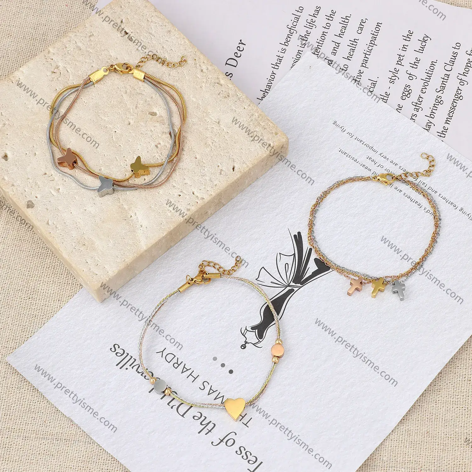 Three-layer stainless steel 18k gold-plated bracelet three-color simple and versatile bracelet (2).webp