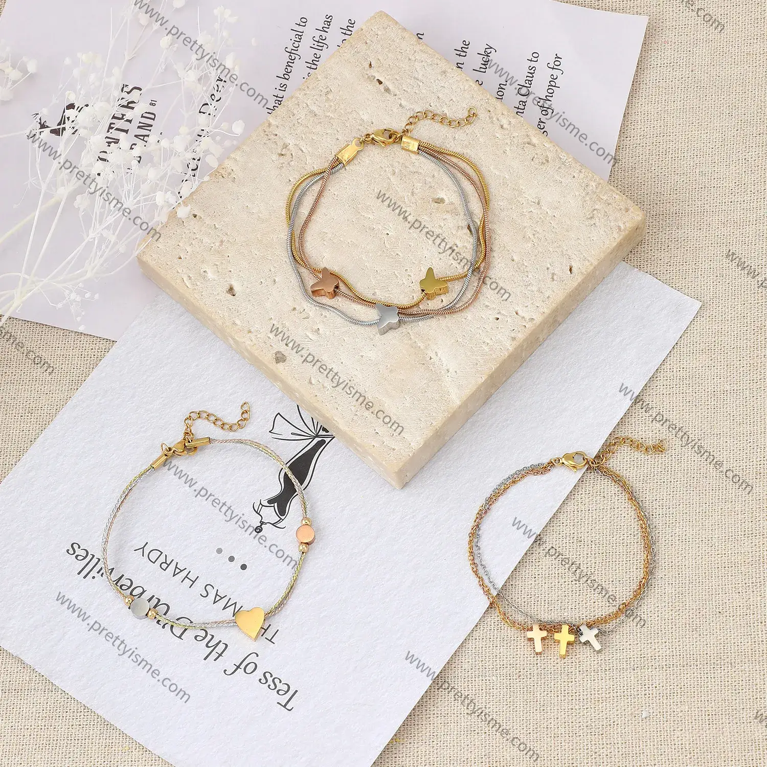 Three-layer stainless steel 18k gold-plated bracelet three-color simple and versatile bracelet.webp