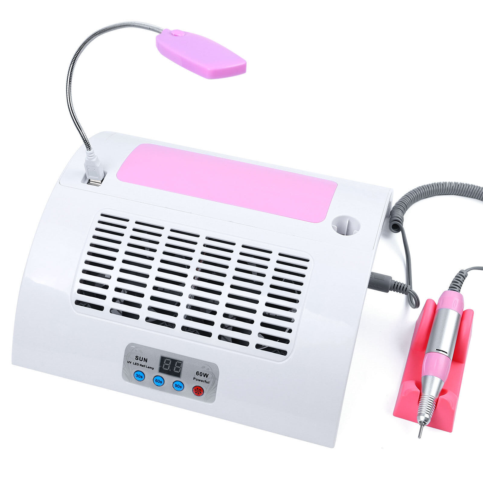 New 5 In 1 60W Pro Cure Pen Shape Nail Drill Salon Equipment Professional Manicure UV Nail Lamp With Dust Collector