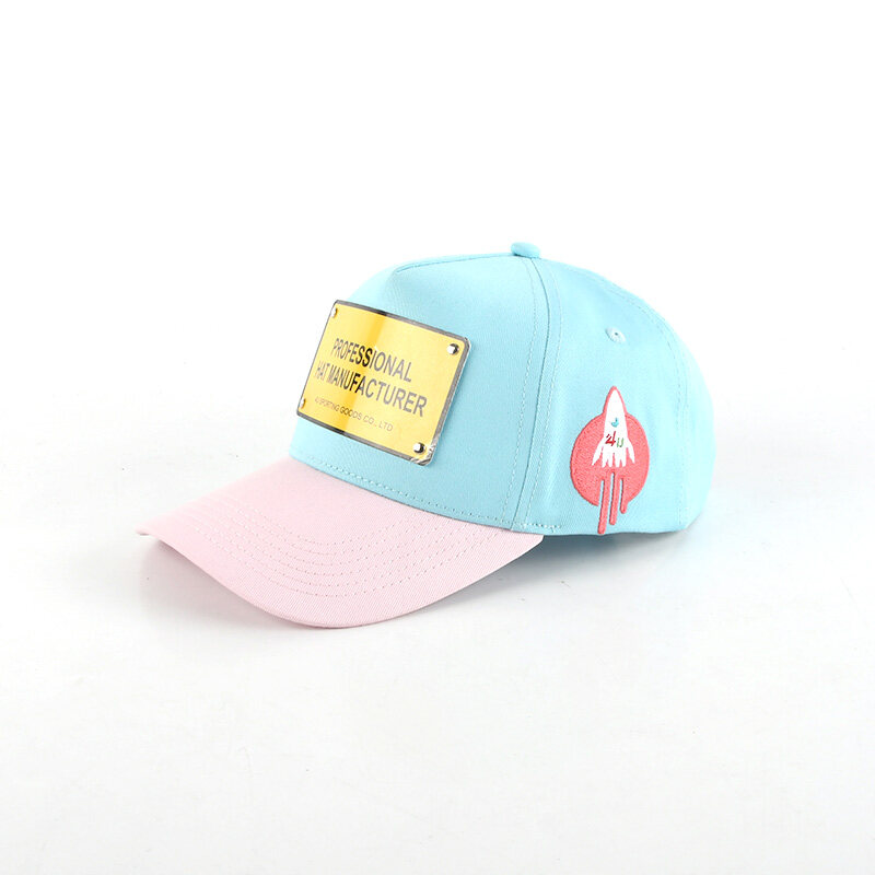 Wholesale blue and pink five panel baseball cap
