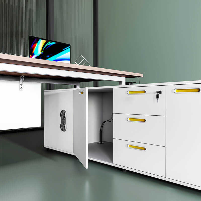 China Cheap Black And White Ultra Modern Glass Executive Office U