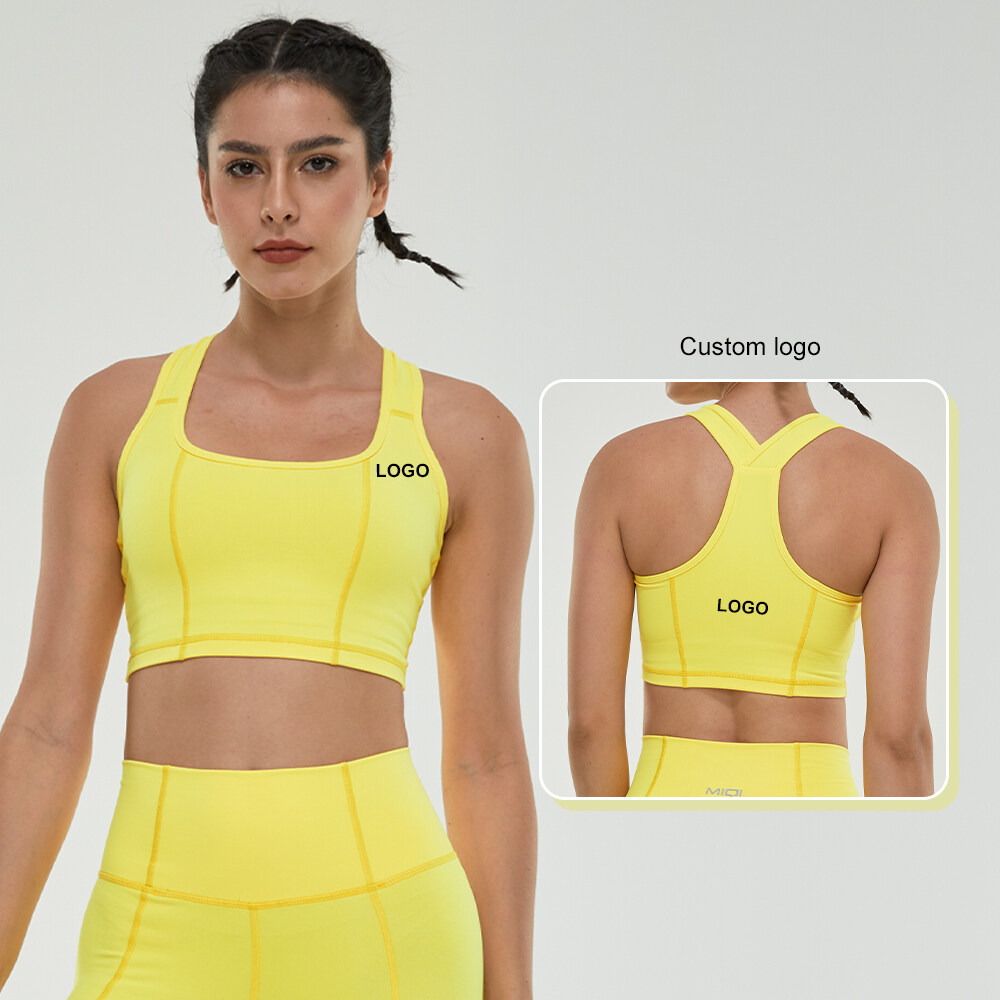 Custom Cross BackFitness Ladies Yellow Running Gym Yoga Tops Exercise Women Workout Sports Bras