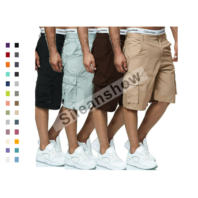 New Model Big Pocket Elastic Waist Half Short Colorful Shorts Men Shorts Cargo Clothes Shorts