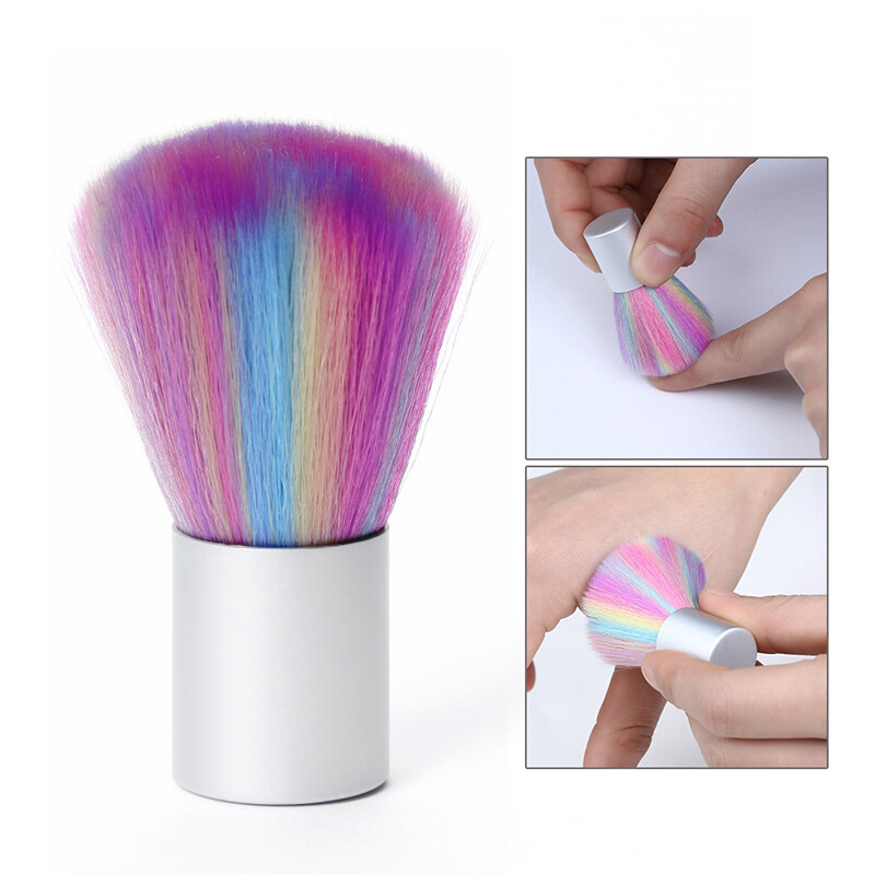 soft cleaning dust nail brush rainbow color Brush Manicure Tool Portable nail art uv gel sequins Remover brush