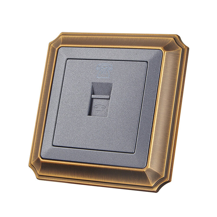 ABUK Flush mounting Wall TEL Socket 250V Electric Socket Copper plated zinc alloy Panel