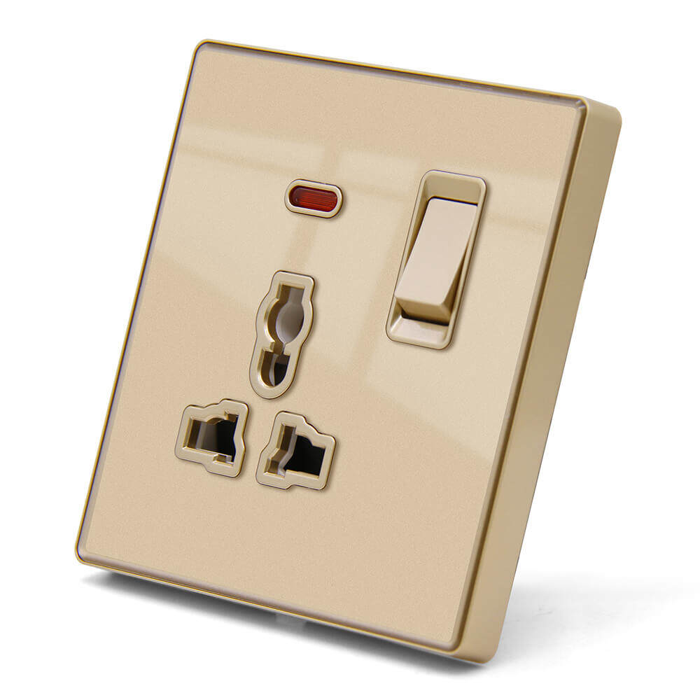 ABUK Universal Wall Switched Socket Manufacture Hot Sell 13A 250V Socket Universal Wall Sockets And Switches with neon