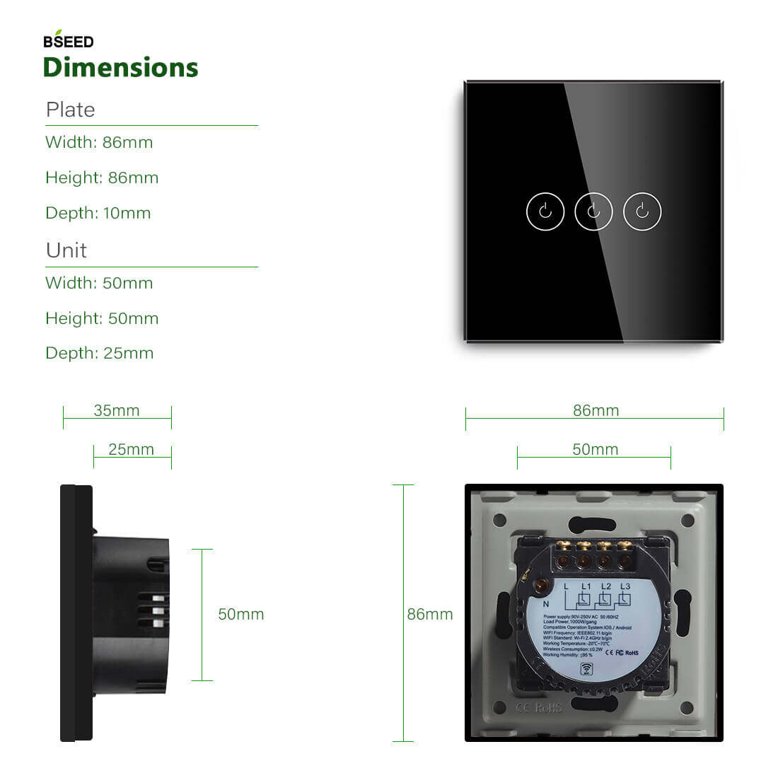 Custom 3 way 3 gang smart switch,3 gang 2 way smart light switch,3 gang 3 way light switch OEM,3 gang 2 way smart switch Factory,Wholesale multi smart switch