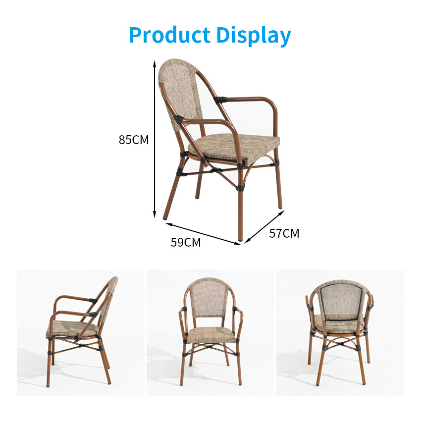 Size of this outdoor aluminum bistro chairs