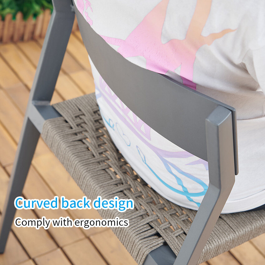 Curved-back rope stacking patio chair