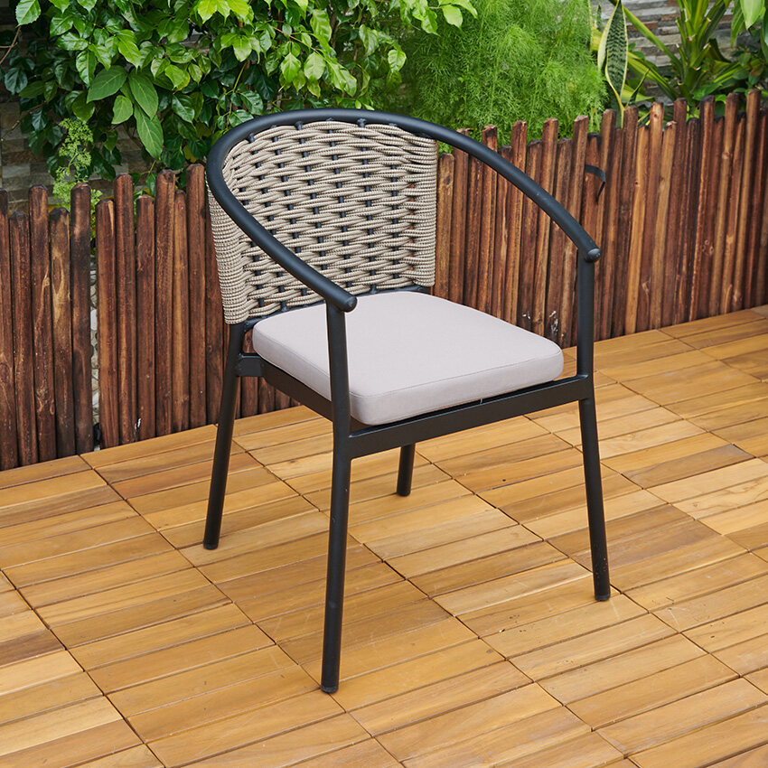 Aluminum Rope Outdoor Garden Furniture Dining Table Set