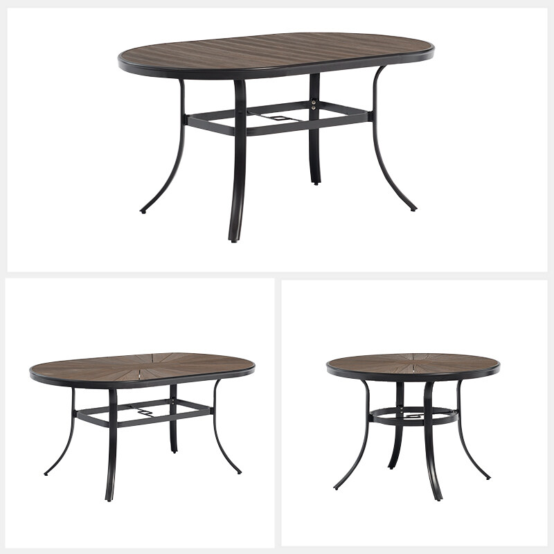 black aluminum outdoor dining table