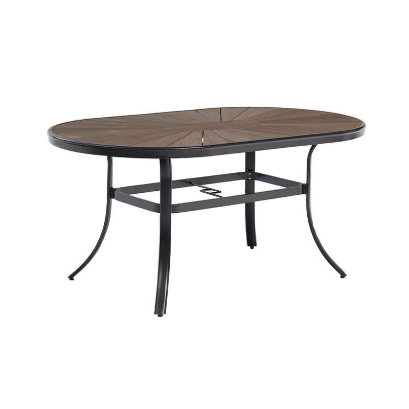 black aluminum outdoor dining table