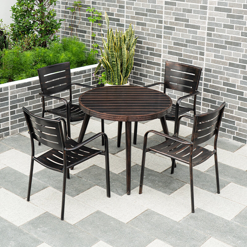 outdoor aluminum dining table set