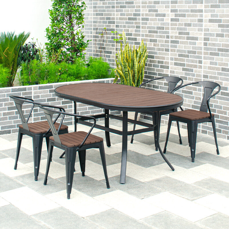 aluminum plastic wood outdoor dining table