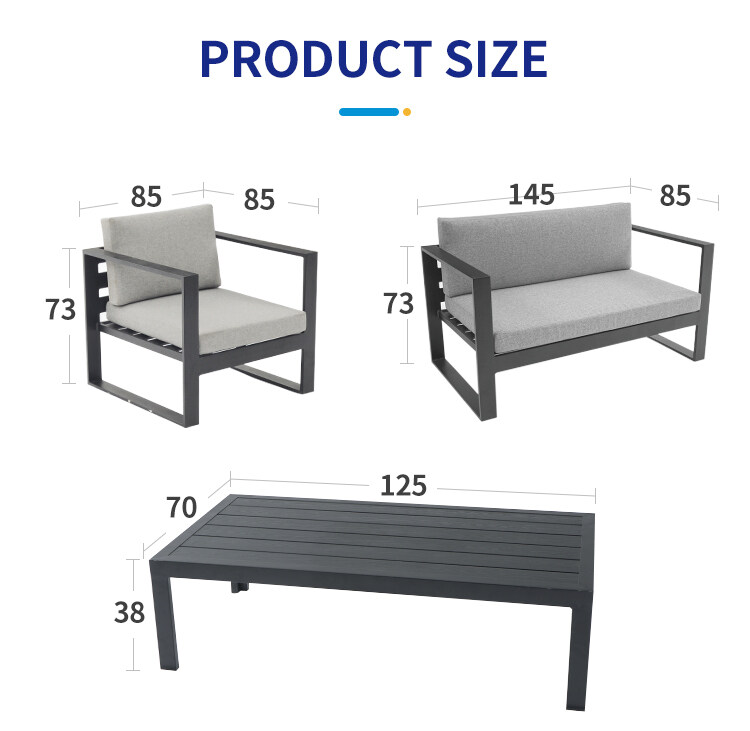 Sizes of aluminium garden furniture corner sofa set