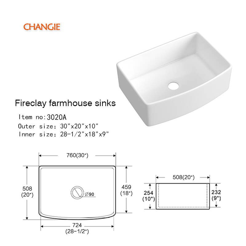 Kitchen dish washing Ceramic Sink hand basin farmhouse sink 3020A
