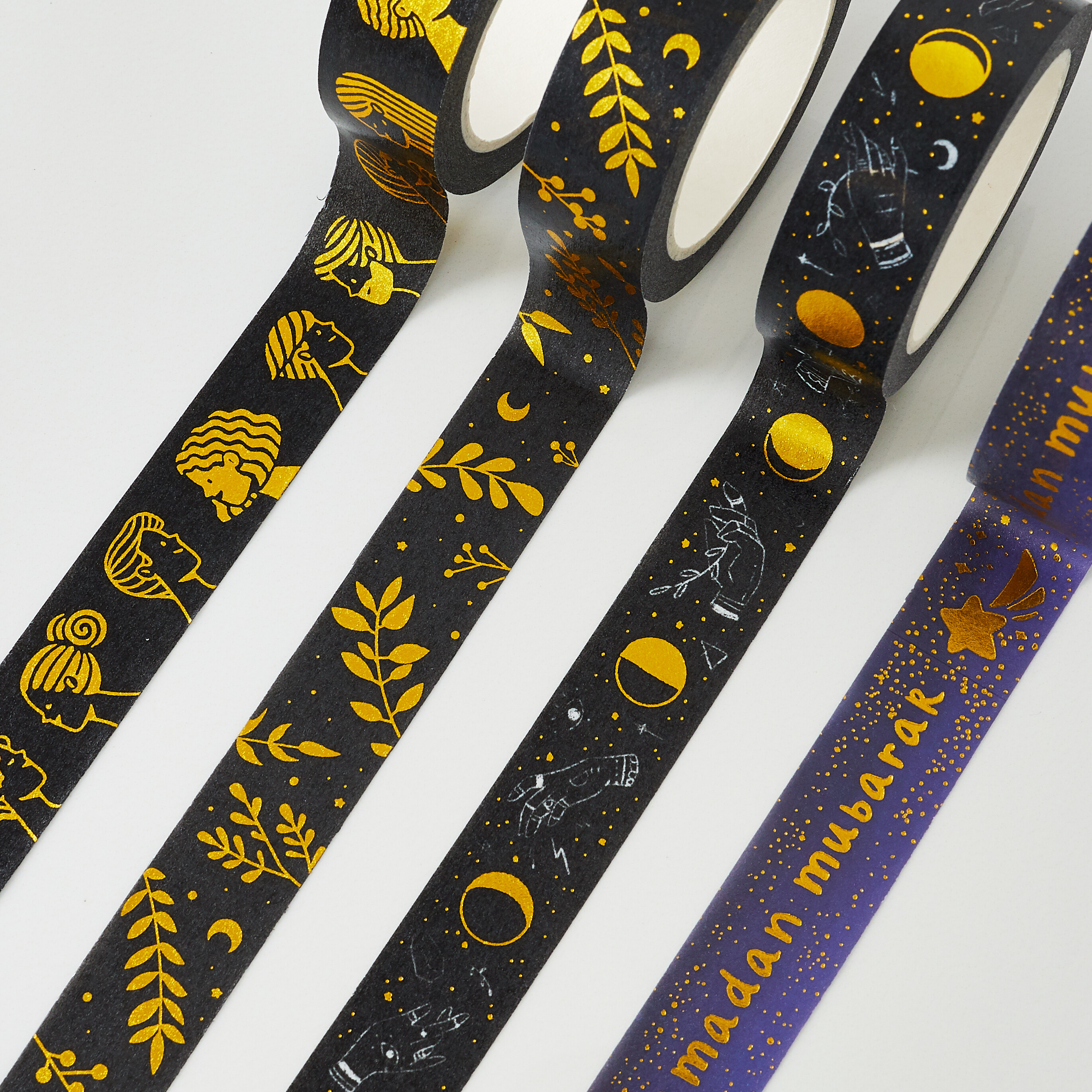 Diseños personalizados de cinta Washi de lámina dorada