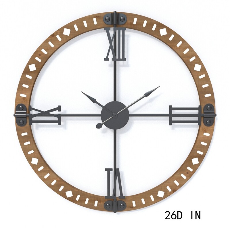 White/black Farmhouse large Wood Wall Clock