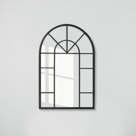 black/white/gold window shaped arch wall mirror