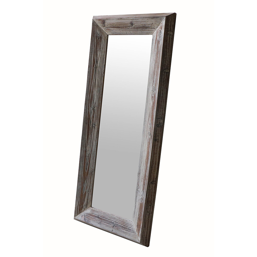 rectangle vintage wood framed wall mirror