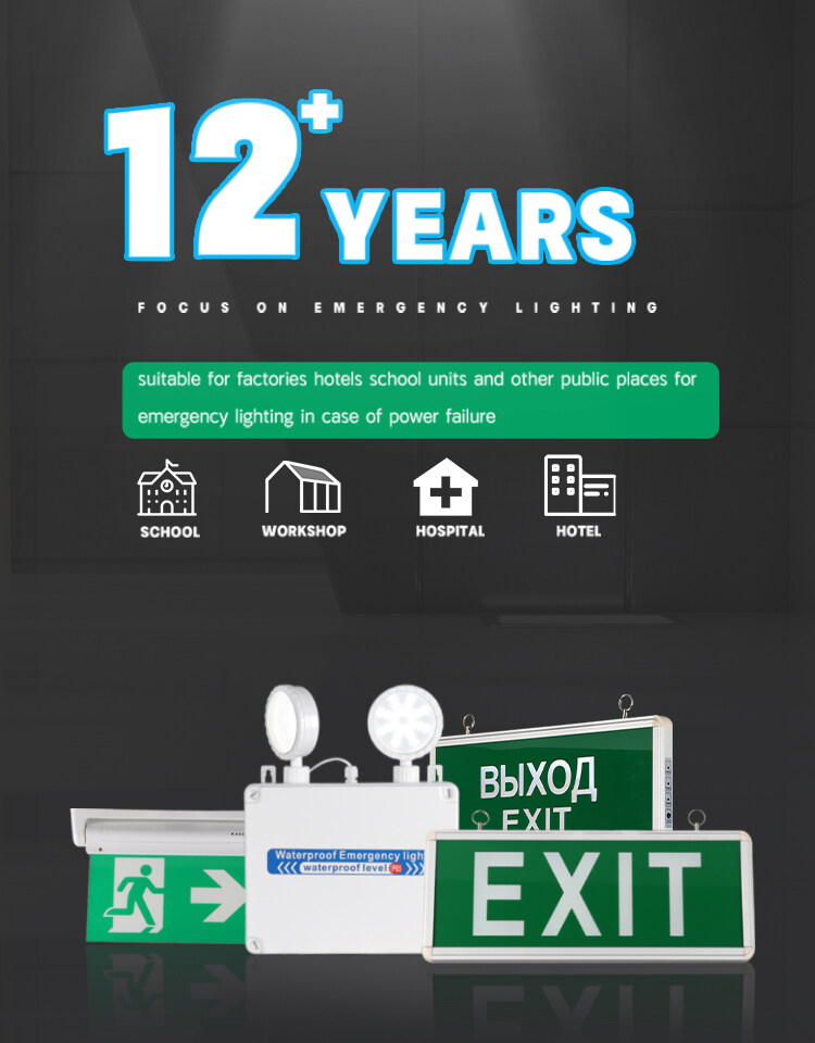 OEM 3.6V Battery Powered Exit Sign Ceiling Mounted IP65 Waterproof